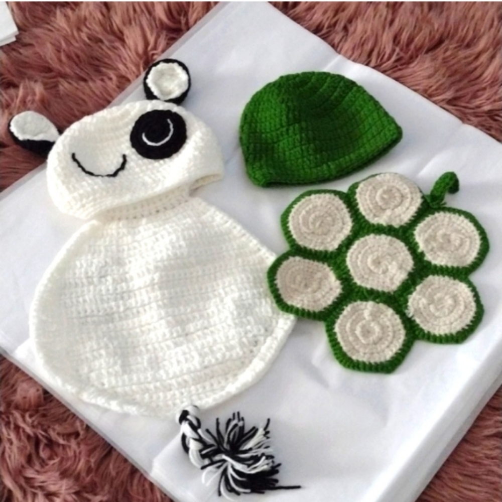 Cute Crochet Panda and Turtle Sets for Kids